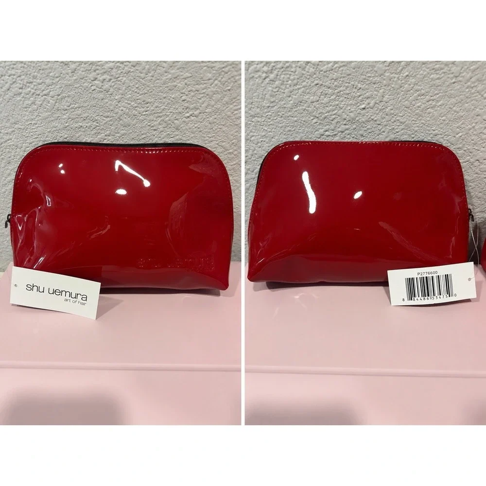 Shu Uemura Red Patent Cosmetic Makeup Bag Toiletry Pouch New With Tag